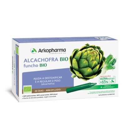 Arkofluido Alcachofra Funcho 20 ampolas A alcachofra contribui para a perda de peso, para o normal funcionamento do fígado e para a eliminação de toxinas. Por outro lado, contribui para uma digestão normal