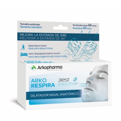 Arkorespira Best Breathe dilatador nasal anatómico é um dispositivo que facilita a entrada de ar nas fossas nasais, melhorando assim a respiração.