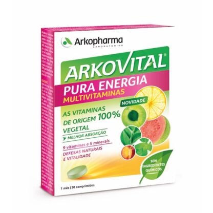Arkovital Pura Energia Multivitivitamínico Imunoplus é um suplemento alimentar à base de Acerola e de um concentrado de extratos de vegetais Equinácea, Embondeiro, Beta-Glucanos e Vitamina D.