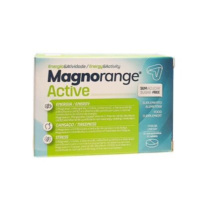 Magnorange Active 30 Comprimidos, é um suplemento alimentar que contém vitaminas e minerais. Com a finalidade de reduzir a sensação de fadiga e de cansaço, bem como, contribui para o normal funcionamento do sistema nervoso.