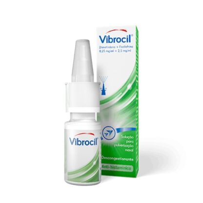 Vibrocil Spray Nasal 15ml único descongestionante com ação anti-histamínica. Eficaz no tratamento da congestão nasal e pingo do nariz, com ação anti-histamínica. Ideal para quando tem o nariz entupido e pingo do nariz, associados a sintomas alérgicos.
