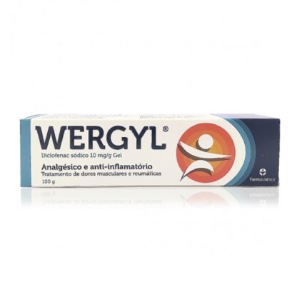 Wergyl Gel 10 mg/g Bisnaga 100g, medicamento indicado no alívio das dores musculares ligeiras a moderadas e dores pós-traumáticas.