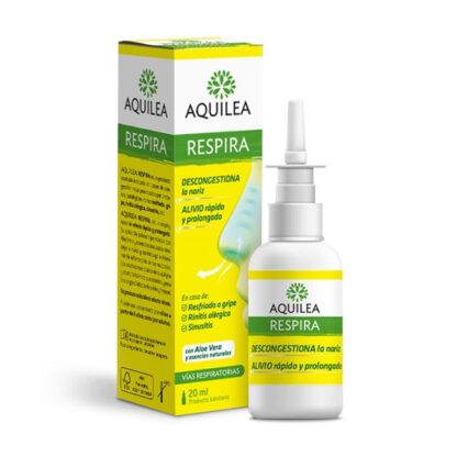 Aquilea Respira Spray Nasal 20ml, é um dispositivo médico indicado em casos de congestão nasal provados por processos patológicos como constipação, gripe, rinite alérgica e sinusite.