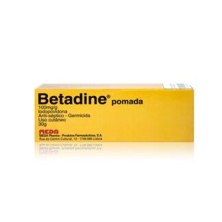 Betadine Pomada 100 mg/g 30g, medicamento indicado na desinfeção de úlceras e outras feridas.