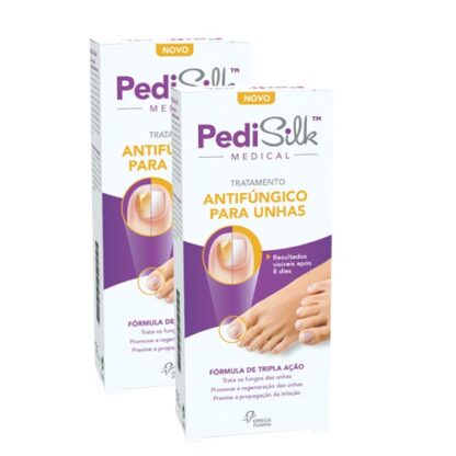 PediSilk Medical Tratamento Antifúngico para Unhas 2x7ml apresenta uma fórmula de tripla ação patenteada.