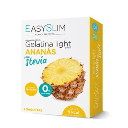 EasySlim Gelatina Ananás Stevia 2 Saquetas, gelatinas frescas, saborosas e disponíveis em vários sabores