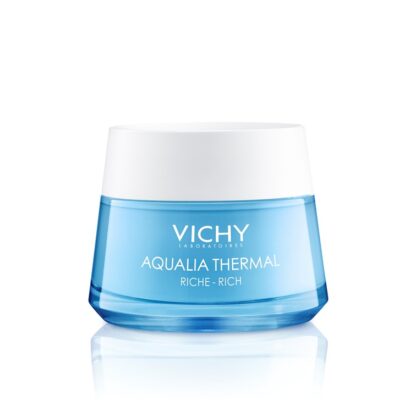 Vichy Aqualia Creme Rico Reidratante Pote 50ml o primeiro cuidado de hidratação dinâmica que estimula a circulação de água em todas as áreas do rosto.