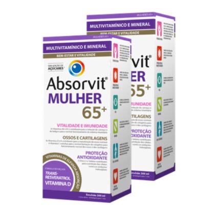 Absorvit Mulher 65+ 300ml,  é um suplemento alimentar na forma de uma emulsão cremosa,