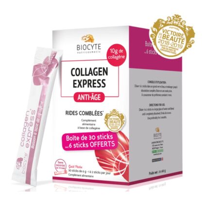 Biocyte Collagen Express 10 Saquetas é formulado com uma alta concentração de colagénio (5 gramas) para ajudar a suavizar a pele