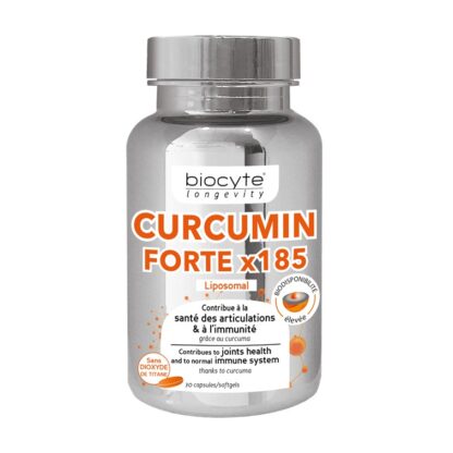 Biocyte Longevity Curcumin Forte 30 Cápsulas é formulado com curcumina microencapsulada na forma de micelas.