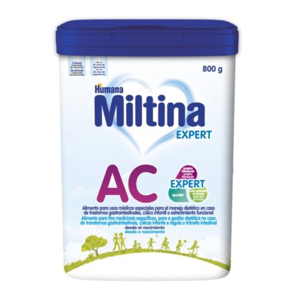 Miltina Expert AC é um alimento dietético destinado a fins medicinais específicos, para lactentes com transtornos gastrointestinais, cólicas infantis e regula o trânsito intestinal.