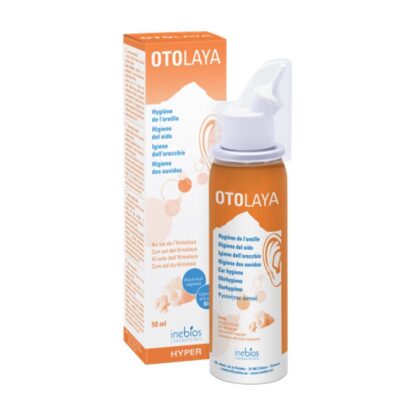Otolaya Spray Auricular 50ml, é uma solução salina hipertónica muito suave para a higiene do ouvido.