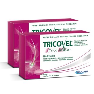 Tricovel TricoAGE 45+ BioEquolo 30 Comprimidos, fornece os nutrientes selecionados para combater o envelhecimento capilar nas mulheres que sofram de cabelos fracos, secos e opacos.