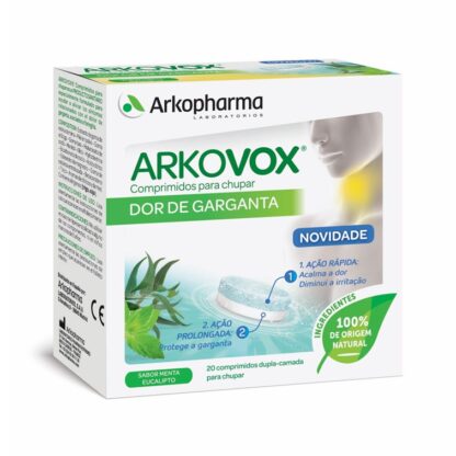Arkovox Menta e Eucalipto Dupla Camada 20 Comprimidos de Chupar