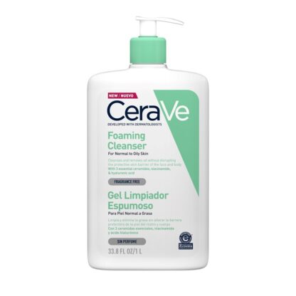 CeraVe Gel de Limpeza Espumoso 1000ML, gel espuma de Limpeza refrescante que remove as impurezas e o excesso de oleosidade protegendo a pele.