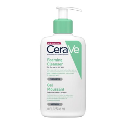 CeraVe Gel de Limpeza Espumoso 236ML, gel espuma de Limpeza refrescante que remove as impurezas e o excesso de oleosidade protegendo a pele.