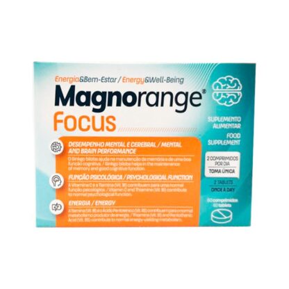 Magnorange Focus 60 Comprimidos, suplemento alimentar rico em Magnésio,