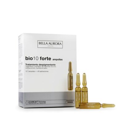 Bela Aurora Bio10 Forte 15 Ampolas, tratamento intensivo antimanchas com a exclusiva tecnologia despigmentante