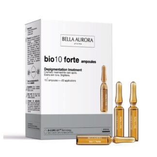 Bella Aurora Bio10 Forte 15 Ampolas, tratamento intensivo antimanchas com a exclusiva tecnologia despigmentante B-CORE221™.