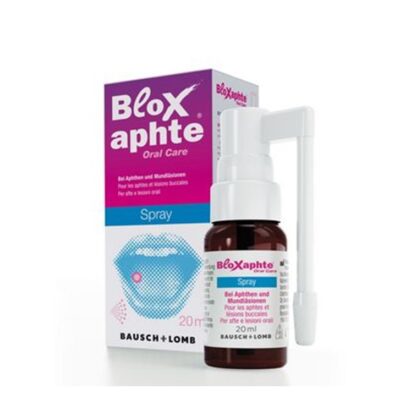Bloxaphte Spray Bucal 20ml, é adequado para o tratamento direcionado de aftas e lesões inflamatórias da mucosa oral e lesões da boca