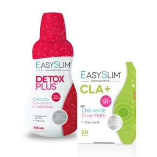 Easyslim Detox Plus, suplemento alimentar com sabor a frutos vermelhos, que apresenta uma fórmula