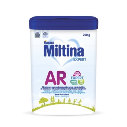 Miltina Expert AR é um alimento dietético destinado a fins medicinais específicos, para lactentes com refluxo gastroesofágico e regurgitação