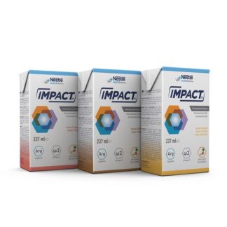 Nestlé Impact é uma fórmula completa hipercalórica e hiperproteica com fibra solúvel enriquecida com arginina, ácidos gordos ω3 e nucleótidos.