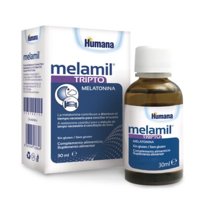 Melamil Tripto 30ml, suplemento alimentar à base de melatonina, triptofano e vitamina B6.