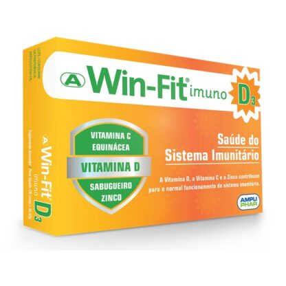 Win-Fit Imuno Vitamina D é um suplemento composto por Vitamina C, Vitamina D, Zinco, Equinácea e Baga de Sabugueiro