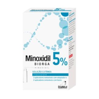 Biorga Minoxidil 50 mg/ml 3 x 60 ml, indicado para o tratamento de alopecia.
