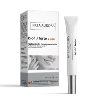 Bella Aurora bio10 Forte L-Ocal Despigmentante 9 ml, ideal para eliminar manchas escuras localizadas, uniformizar o tom da pele, aplicar com precisão sobre a zona hiperpigmentada.