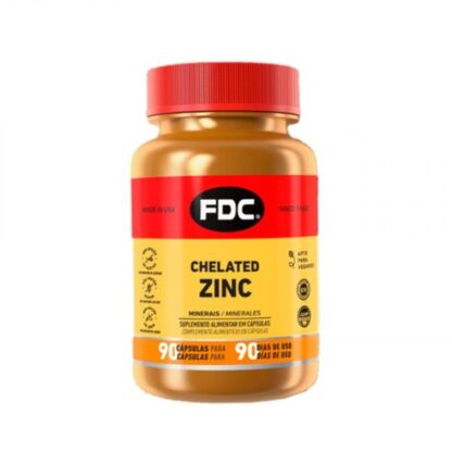 FDC Chelated Zinc 90 Cápsulas, o zinco é um mineral essencial, que desempenha diversas funções no organismo