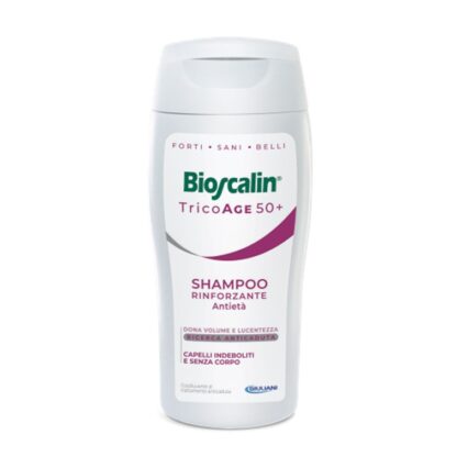 Bioscalin TricoAge 50+ Champô Fortificante 200 ml, para devolver força, maciez e brilho aos cabelos enfraquecidos, enfraquecidos e opacos devido ao envelhecimento.
