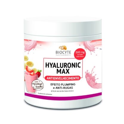 Biocyte Hyaluronic Max Anti-Age 260gr suplemento Alimentar à base de Ácido Hialurónico hidrolisado que hidrata a pele, eliminando pequenas rugas