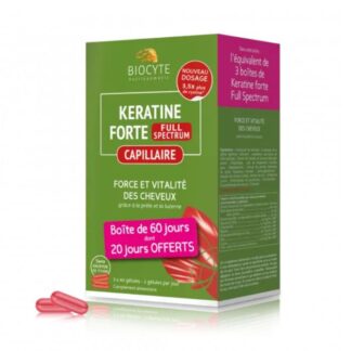 Biocyte Keratine Extra Plus 3x40 Cápsulas, suplemento alimentar de toma diária à base de queratina, vitaminas do complexo B, zinco e cobre.