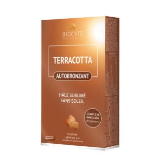 Biocyte Terracotta Autobronzeador é um complexo inovador de pigmentos e plantas combinados com Vitamina D, para um belo bronzeado sem sol