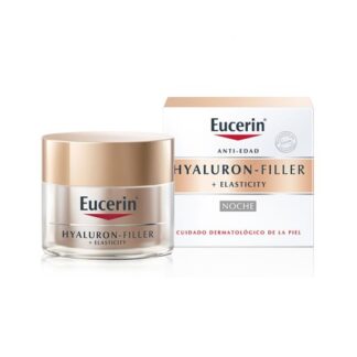 Eucerin Hyaluron Filler Elasticity Creme Noite 50 ml, preenche as rugas profundas e melhora a elasticidade. A pele fica mais firme e luminosa.
