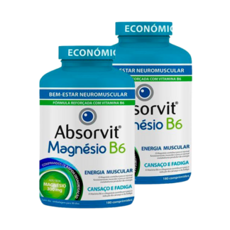 Absorvit Magnesio B6 180 comprimidos, suplemento alimentar de rápida absorção.