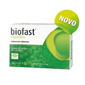 BIOFAST CÁPSULAS é um suplemento alimentar que contém 10 estirpes probióticas, frutooligossacáridos (FOS) e vitaminas do complexo B, para o equilíbrio da microbiota intestinal e manutenção da saúde gastrointestinal.