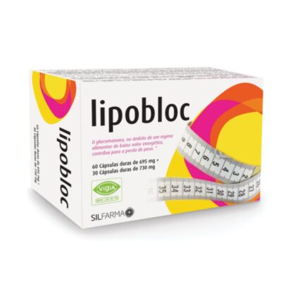 LIPOBLOC é um suplemento alimentar que contém Glucomanano, Quitosano, Vitamina C e Crómio.