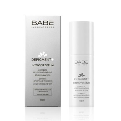 Babé Despigment+ Intensive Serum é um sérum de alta potência que corrige a hiperpigmentação e renova a pele.