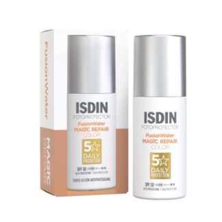 Descubra o Isdin Fotoprotector Fusion Water MAGIC Repair Color SPF 50, a solução inovadora de Isdin para uma proteção solar facial diária