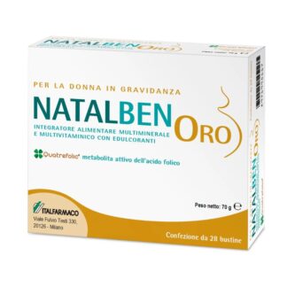Natalben ORO é um suplemento alimentar multimineral e multivitamínico, especialmente formulado para suprir as necessidades nutricionais durante a gravidez.